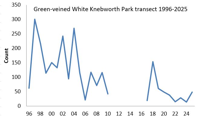 Green-veined White Knebworth Park transect abundance chart Green-veined White Knebworth Park transect abundance chart