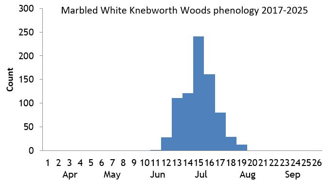 Marbled White Knebworth Woods phenology chart Marbled White Knebworth Woods phenology chart