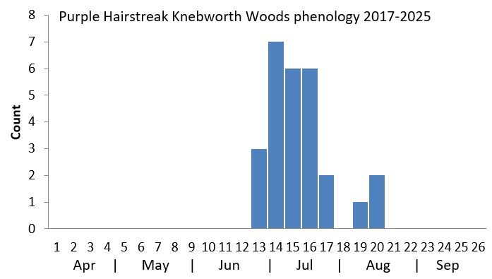 Purple Hairstreak Knebworth Woods phenology chart Purple Hairstreak Knebworth Woods phenology chart